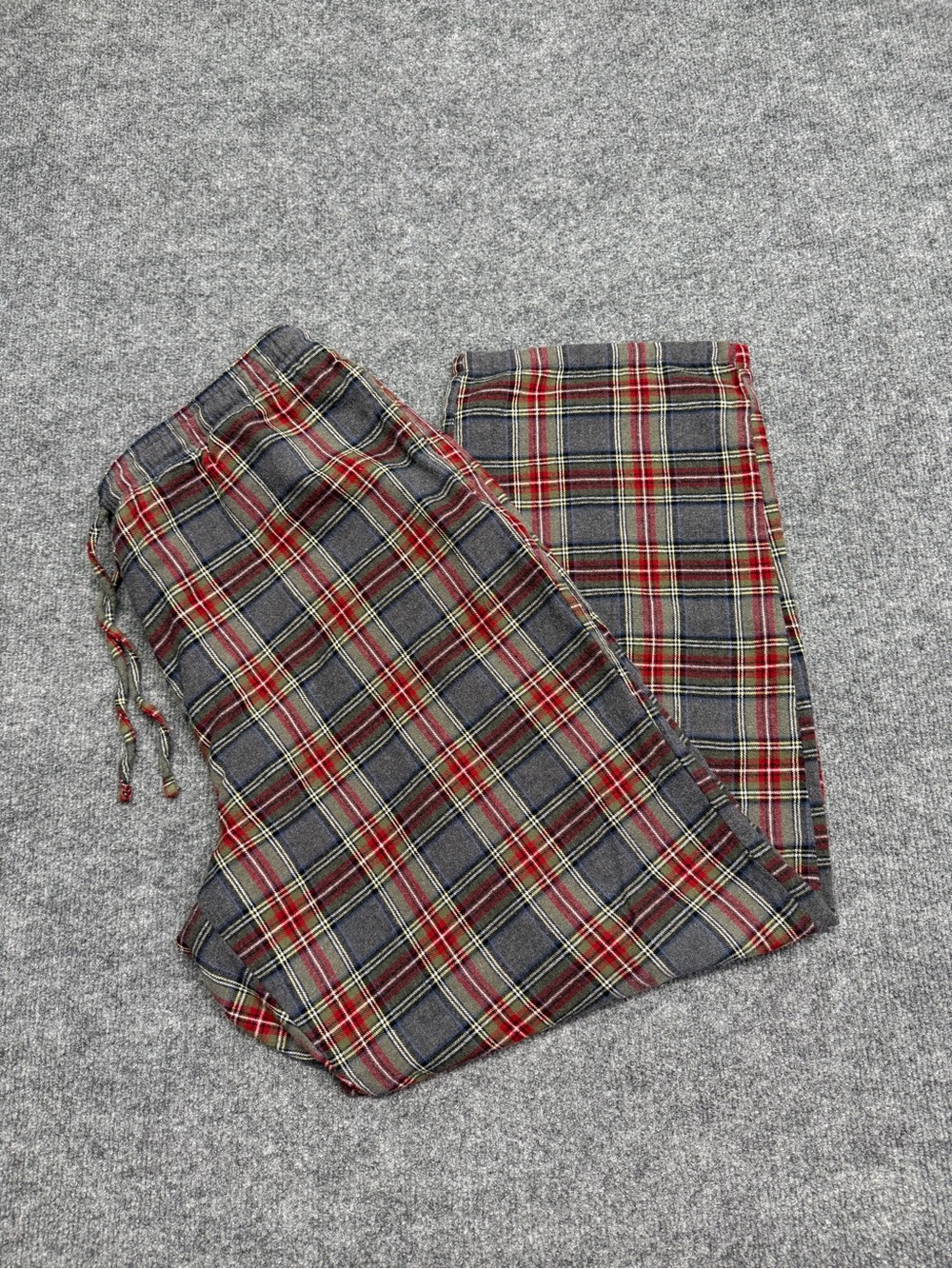 L.L. Bean Men's Red and Gray Plaid Jogger Pants
